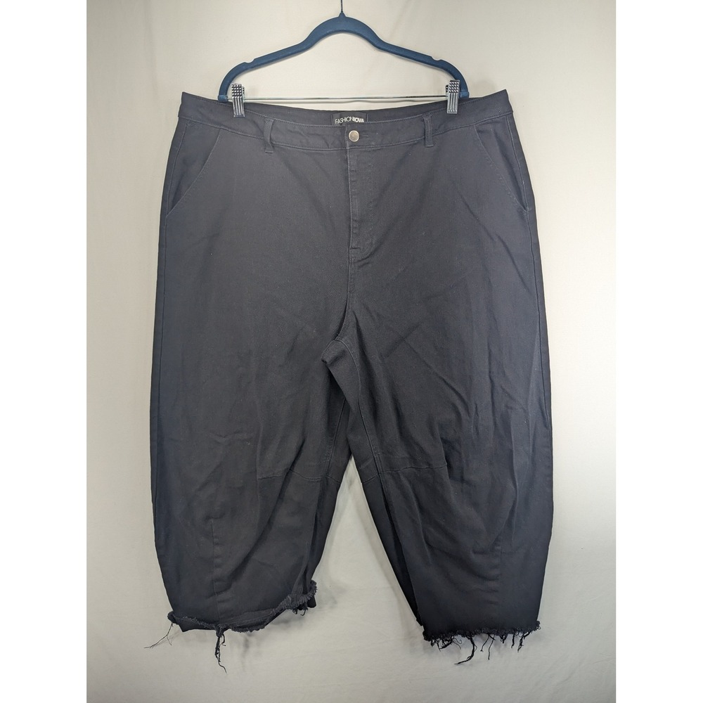 Fashion Nova Mens 3X Black Cinch Back Raw Hem Capri Denim Pants FN9441BATJ